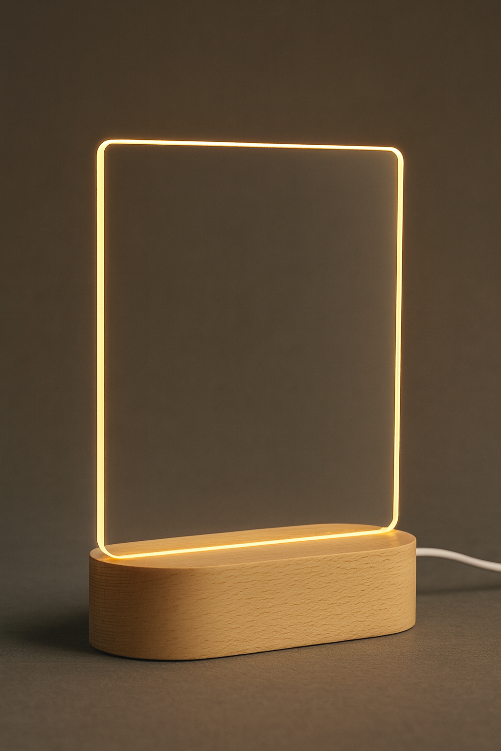 Wood Table Lamp Night Light with Message Board