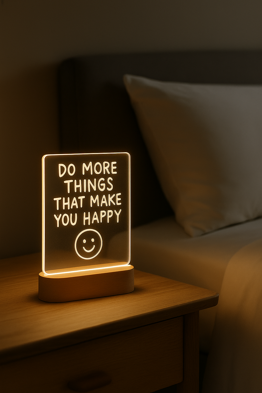 Wood Table Lamp Night Light with Message Board