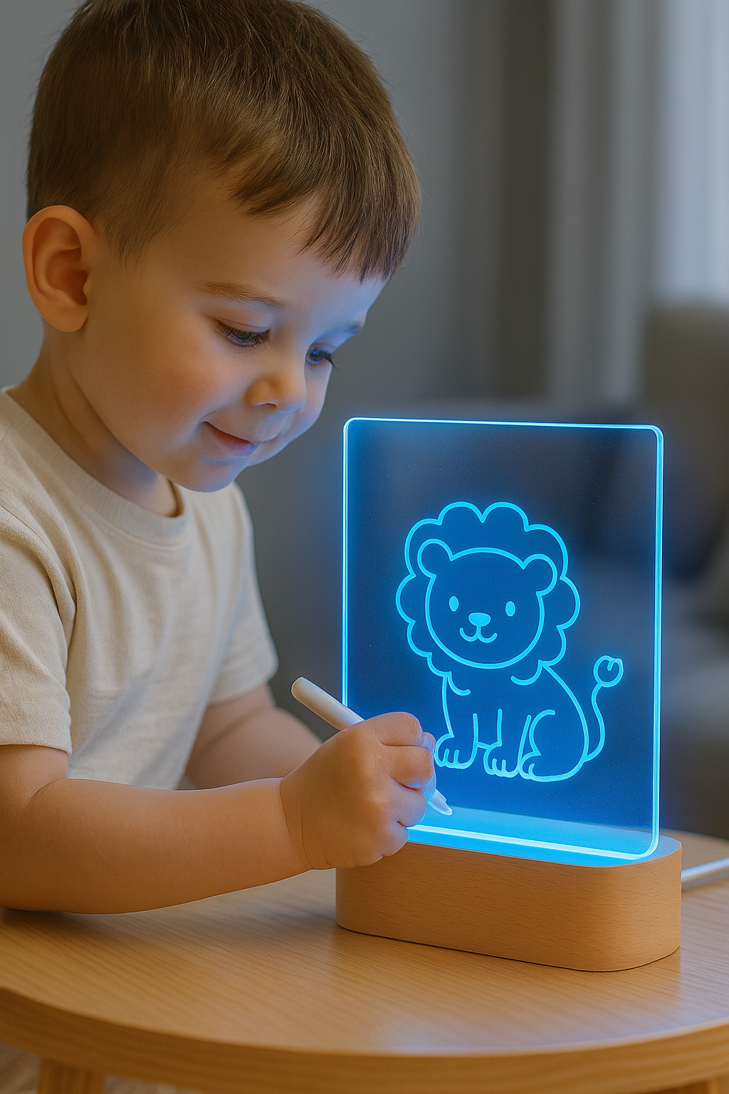 Wood Table Lamp Night Light with Message Board