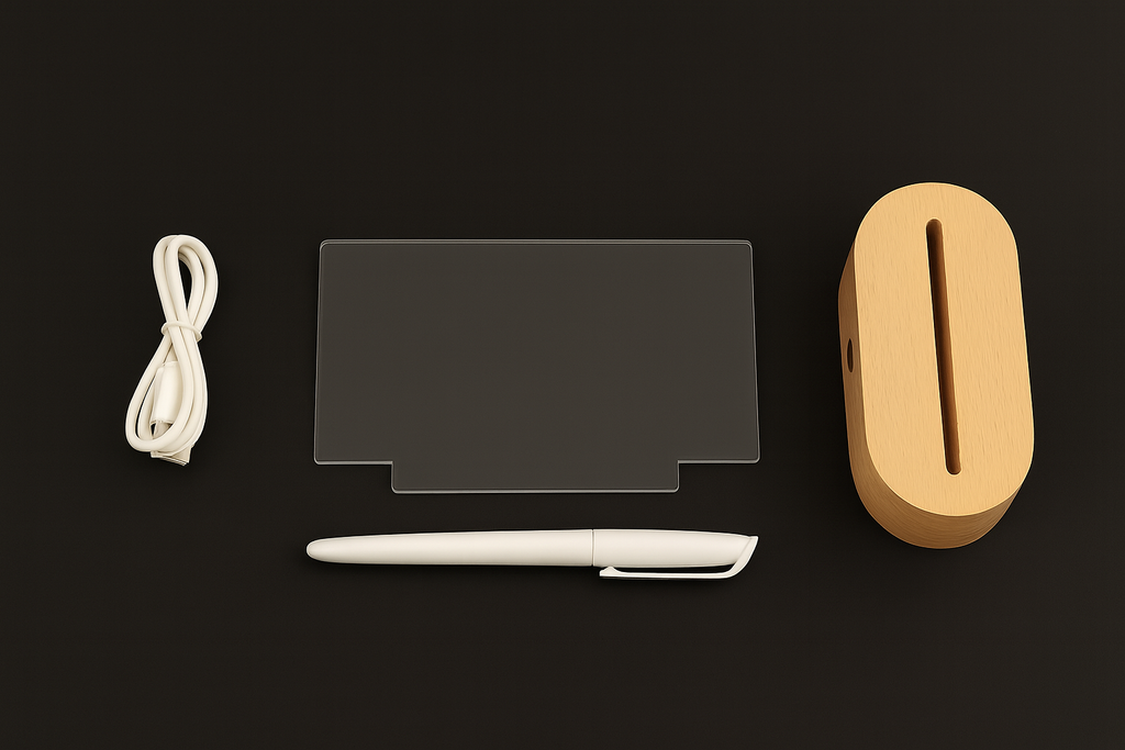 Wood Table Lamp Night Light with Message Board